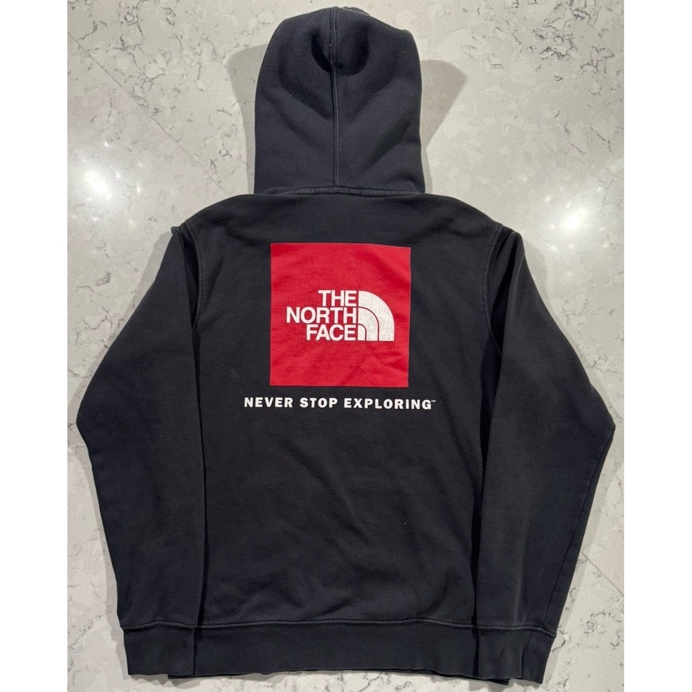 The North Face Hoodie Mens Small Black Graphic Outdoor Hiking Casual Sweatshirt